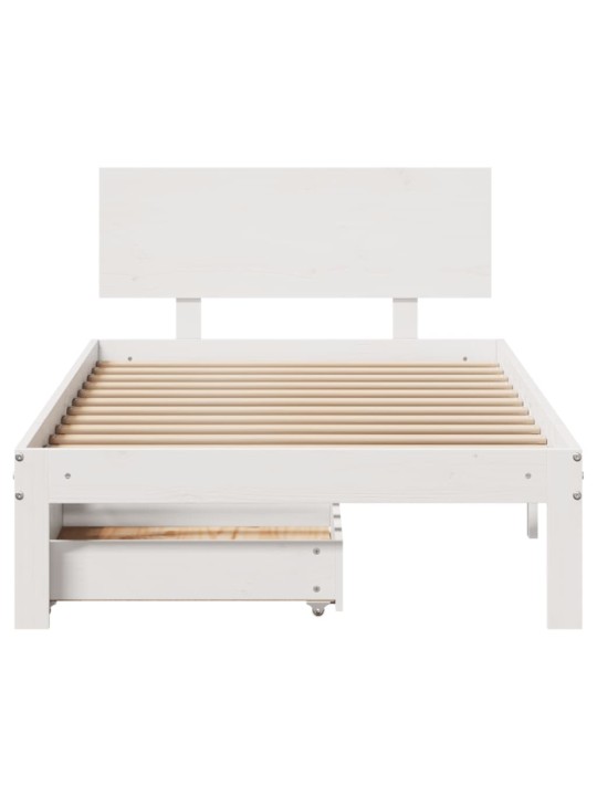Rám postele se zásuvkami bílý 90 x 200 cm masivní borové dřevo