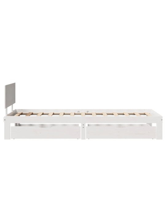 Rám postele se zásuvkami bílý 90 x 200 cm masivní borové dřevo