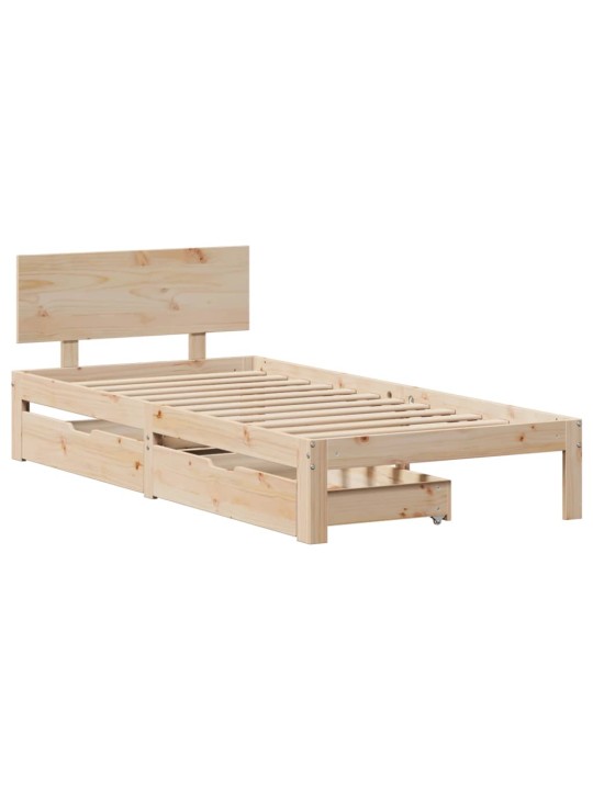 Rám postele se zásuvkami 100 x 200 cm masivní borové dřevo