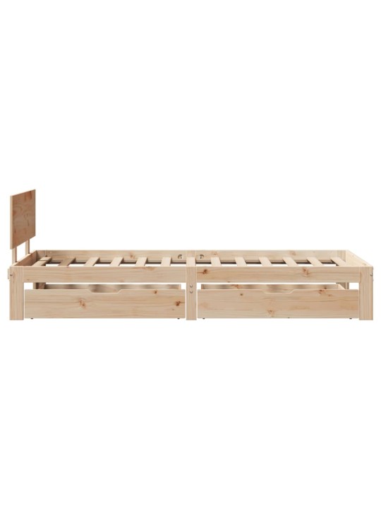 Rám postele se zásuvkami 100 x 200 cm masivní borové dřevo