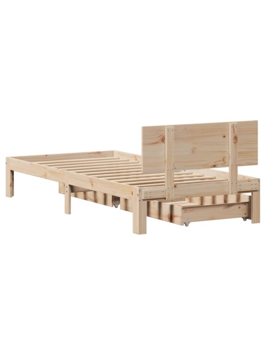Rám postele se zásuvkami 100 x 200 cm masivní borové dřevo