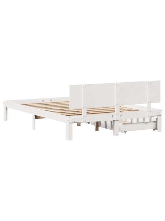 Rám postele se zásuvkami bílý 120 x 200 cm masivní borovice