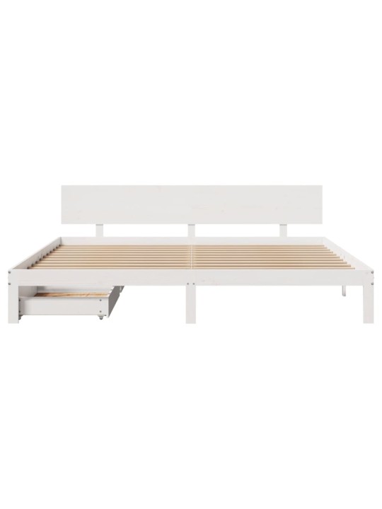 Rám postele se zásuvkami bílý 180 x 200 cm masivní borovice