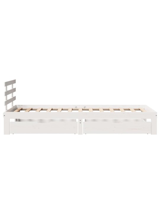Rám postele se zásuvkami bílý 75 x 190 cm masivní borové dřevo