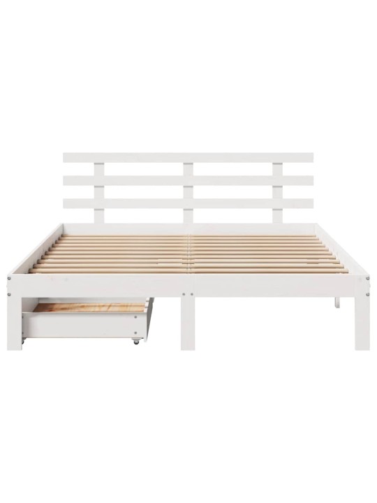 Rám postele se zásuvkami bílý 135 x 190 cm masivní borovice