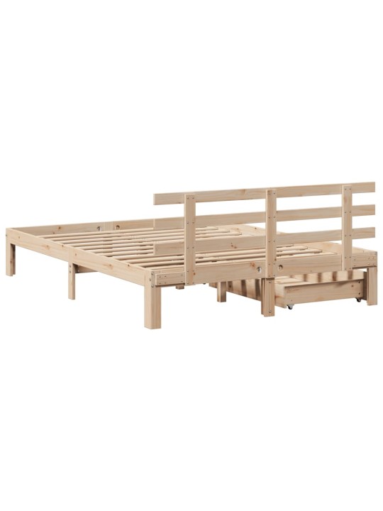 Rám postele se zásuvkami 140 x 190 cm masivní borovice