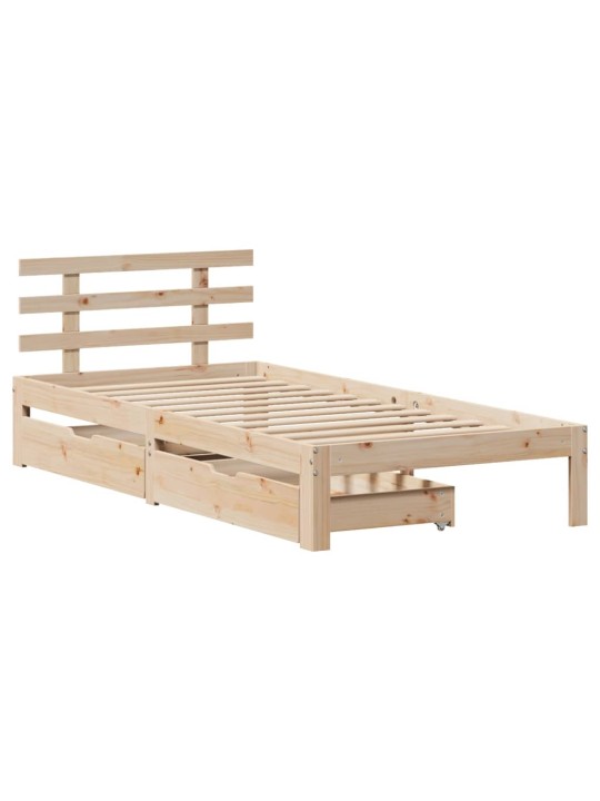 Rám postele se zásuvkami 90 x 200 cm masivní borové dřevo