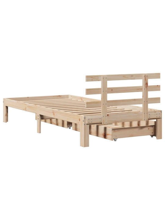 Rám postele se zásuvkami 90 x 200 cm masivní borové dřevo