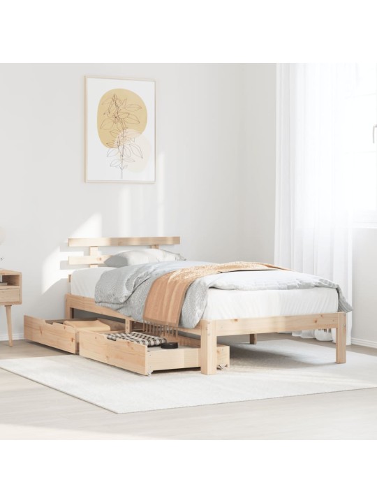 Rám postele se zásuvkami 90 x 200 cm masivní borové dřevo