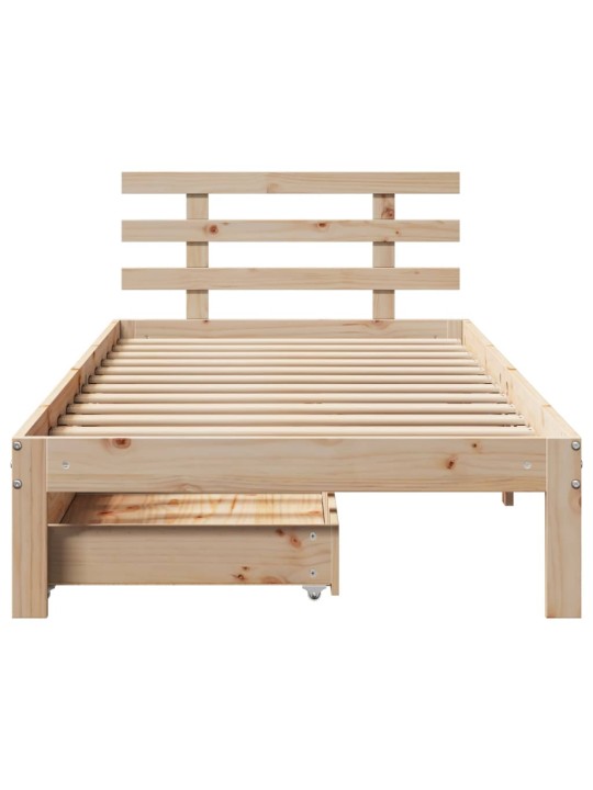 Rám postele se zásuvkami 100 x 200 cm masivní borové dřevo