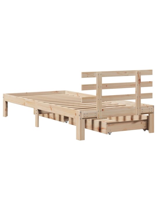 Rám postele se zásuvkami 100 x 200 cm masivní borové dřevo
