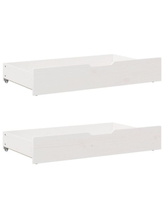Rám postele se zásuvkami bílý 100 x 200 cm masivní borové dřevo