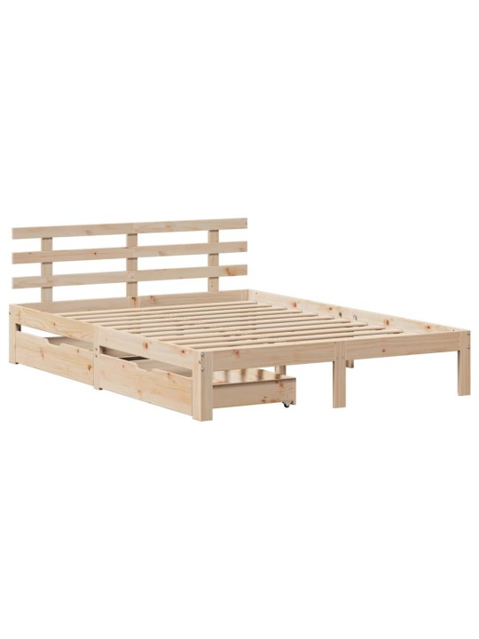 Rám postele se zásuvkami 150 x 200 cm masivní borovice