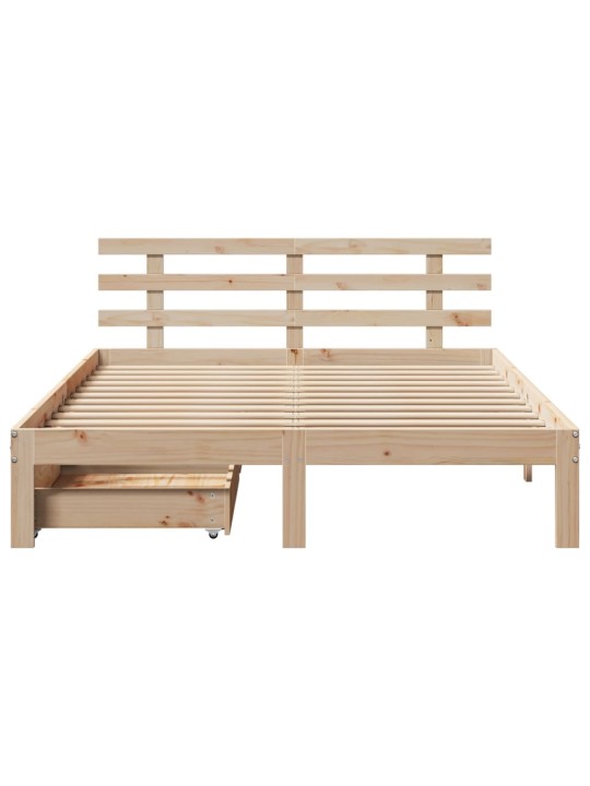 Rám postele se zásuvkami 150 x 200 cm masivní borovice