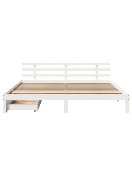 Rám postele se zásuvkami bílý 180 x 200 cm masivní borovice