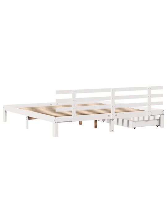 Rám postele se zásuvkami bílý 180 x 200 cm masivní borovice