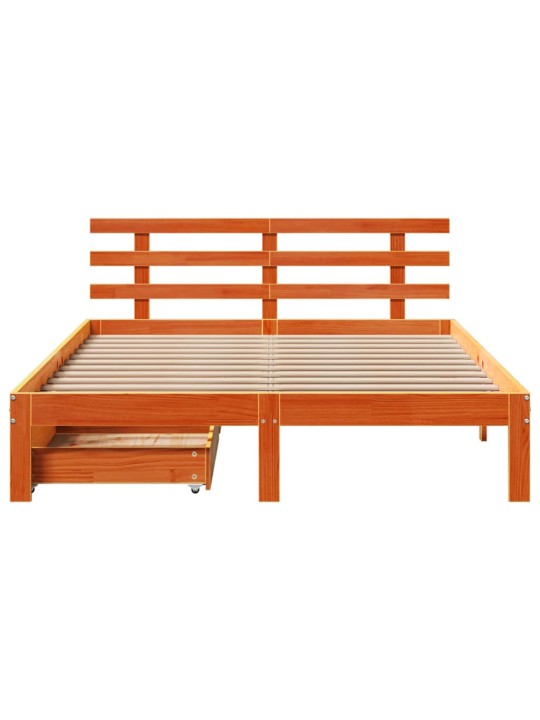 Rám postele se zásuvkami voskově hnědý 140x190cm masiv borovice