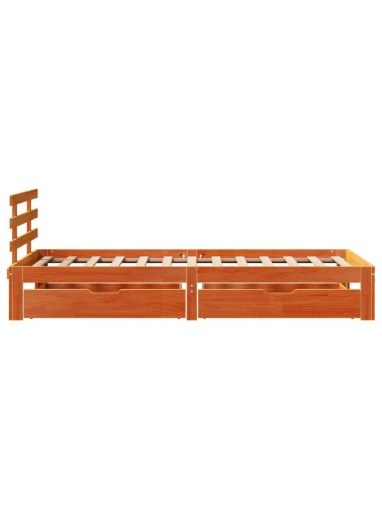 Rám postele se zásuvkami voskově hnědý 100x200 cm borové dřevo