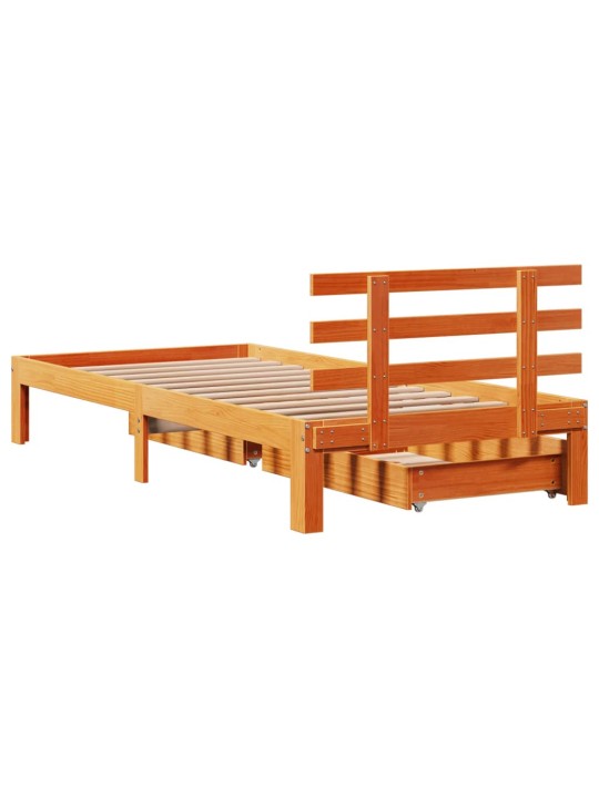 Rám postele se zásuvkami voskově hnědý 100x200 cm borové dřevo