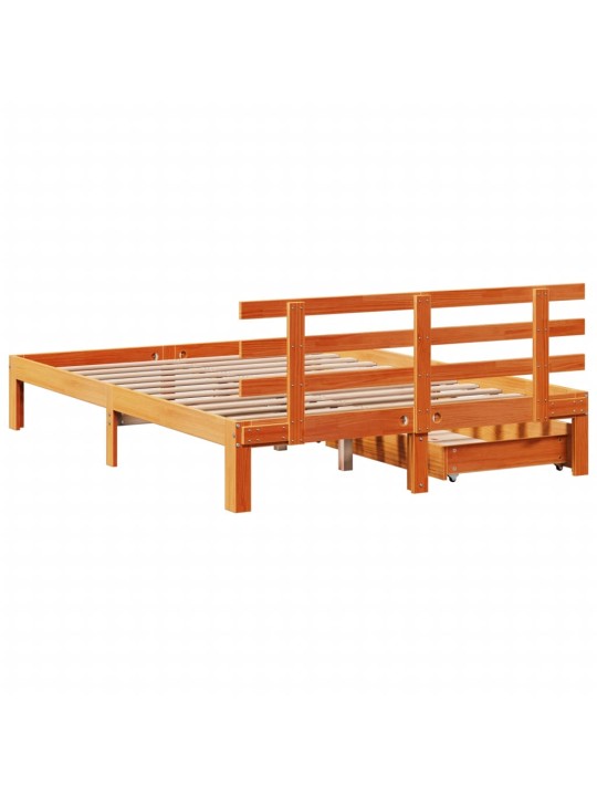 Rám postele se zásuvkami voskově hnědý 150x200cm masiv borovice