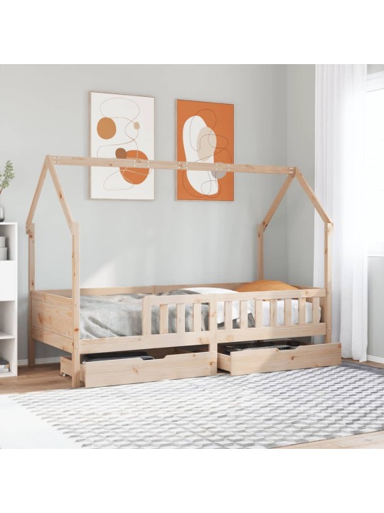Dětská postel se zásuvkami 80 x 200 cm masivní borové dřevo