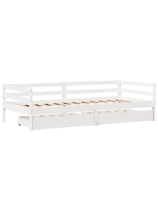 Válenda se zásuvkami bílá 90 x 200 cm masivní borovice