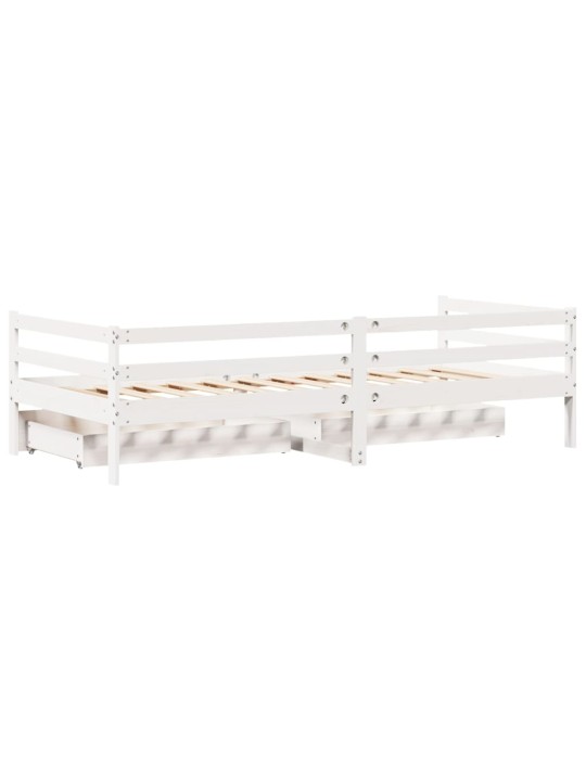 Válenda se zásuvkami bílá 90 x 200 cm masivní borovice
