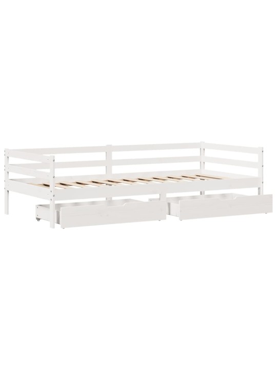 Válenda se zásuvkami bílá 90 x 200 cm masivní borovice