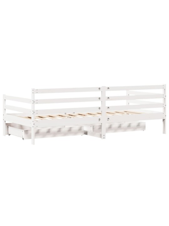 Válenda se zásuvkami bílá 90 x 200 cm masivní borovice