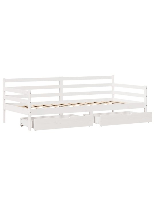 Válenda se zásuvkami bílá 90 x 200 cm masivní borovice