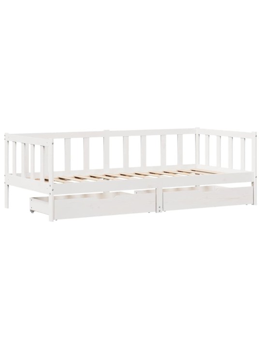 Válenda se zásuvkami bílá 80 x 200 cm masivní borovice