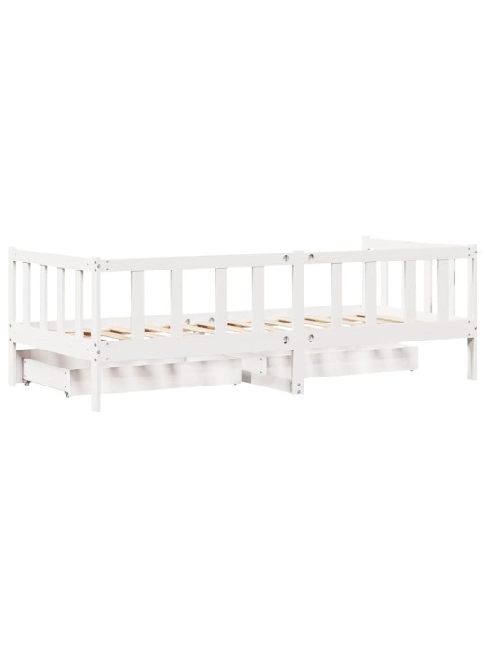 Válenda se zásuvkami bílá 80 x 200 cm masivní borovice