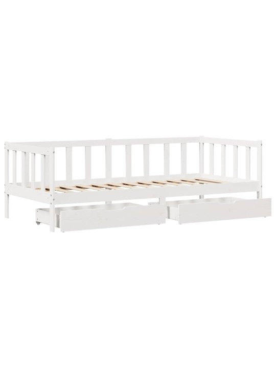 Válenda se zásuvkami bílá 80 x 200 cm masivní borovice