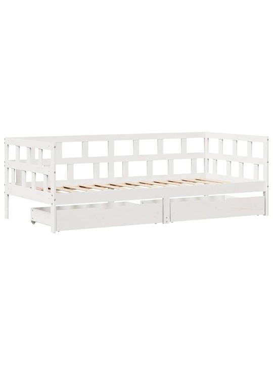 Válenda se zásuvkami bílá 80 x 200 cm masivní borovice