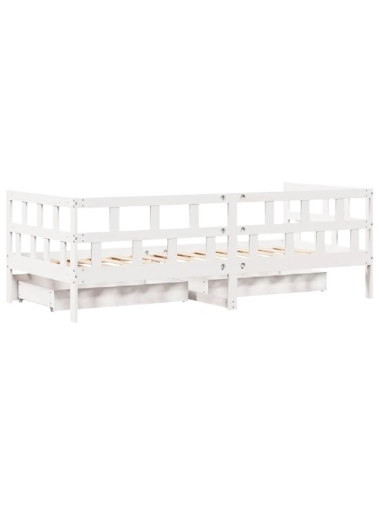 Válenda se zásuvkami bílá 80 x 200 cm masivní borovice