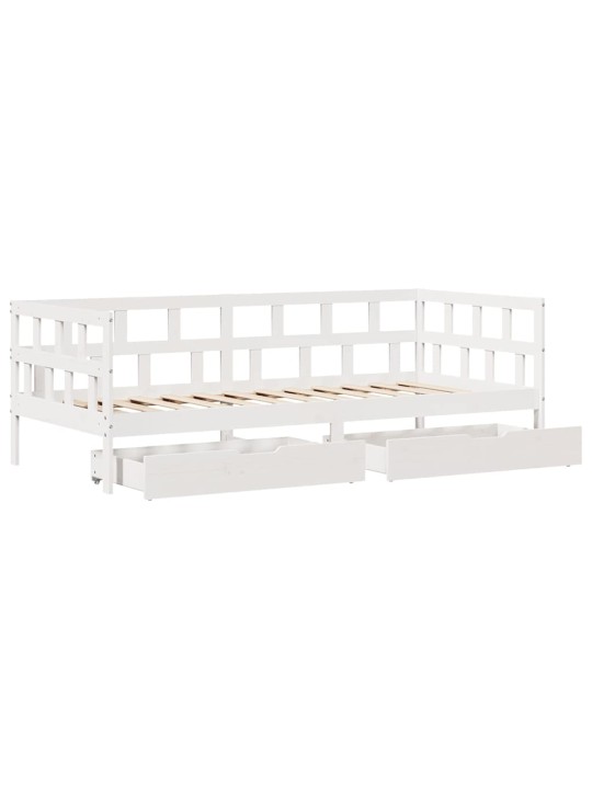 Válenda se zásuvkami bílá 90 x 190 cm masivní borovice
