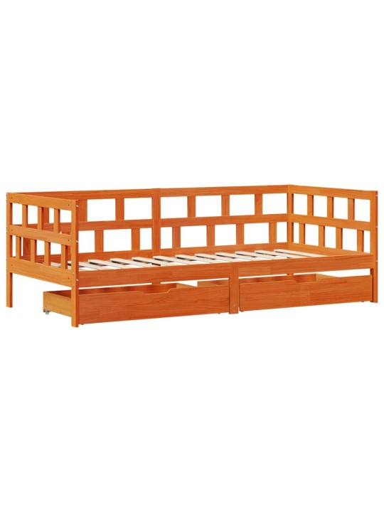 Válenda se zásuvkami voskově hnědá 80 x 200 cm masivní borovice