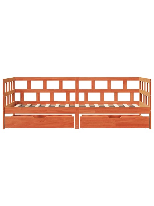 Válenda se zásuvkami voskově hnědá 80 x 200 cm masivní borovice