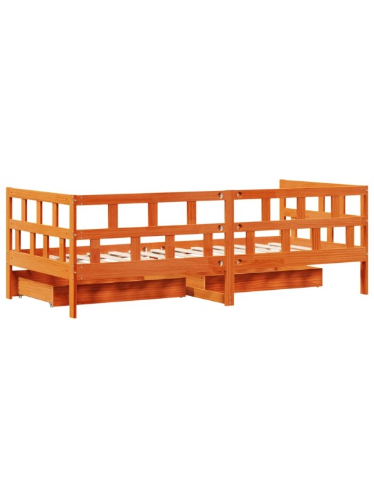Válenda se zásuvkami voskově hnědá 80 x 200 cm masivní borovice