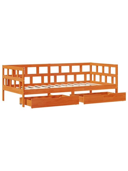Válenda se zásuvkami voskově hnědá 80 x 200 cm masivní borovice