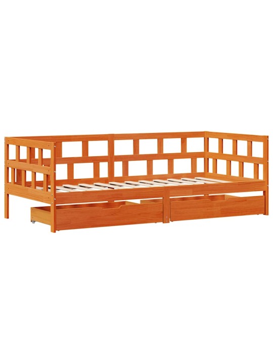 Válenda se zásuvkami bez matrace voskově hnědá 90x190 cm dřevo