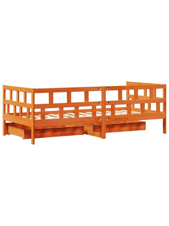Válenda se zásuvkami bez matrace voskově hnědá 90x190 cm dřevo