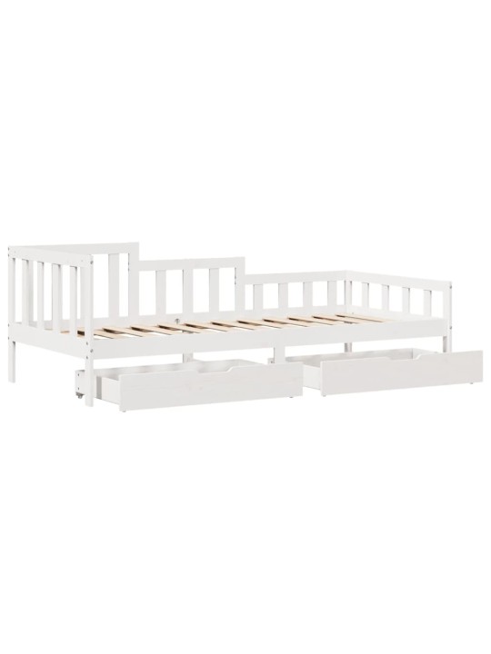 Válenda se zásuvkami bílá 90 x 200 cm masivní borovice