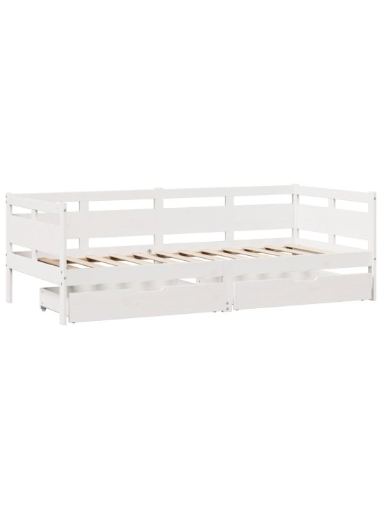 Válenda se zásuvkami bílá 80 x 200 cm masivní borovice
