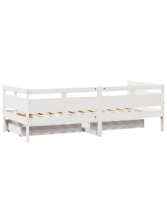 Válenda se zásuvkami bílá 80 x 200 cm masivní borovice