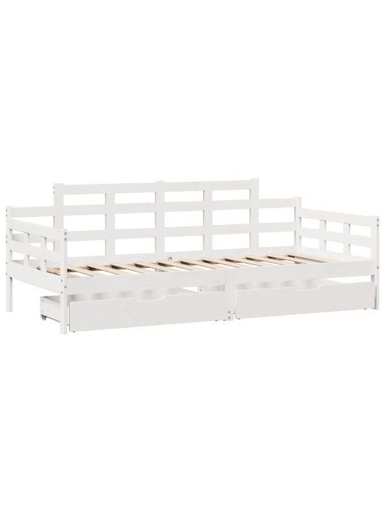 Válenda se zásuvkami bílá 90 x 200 cm masivní borovice