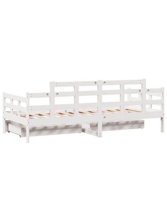 Válenda se zásuvkami bílá 90 x 200 cm masivní borovice