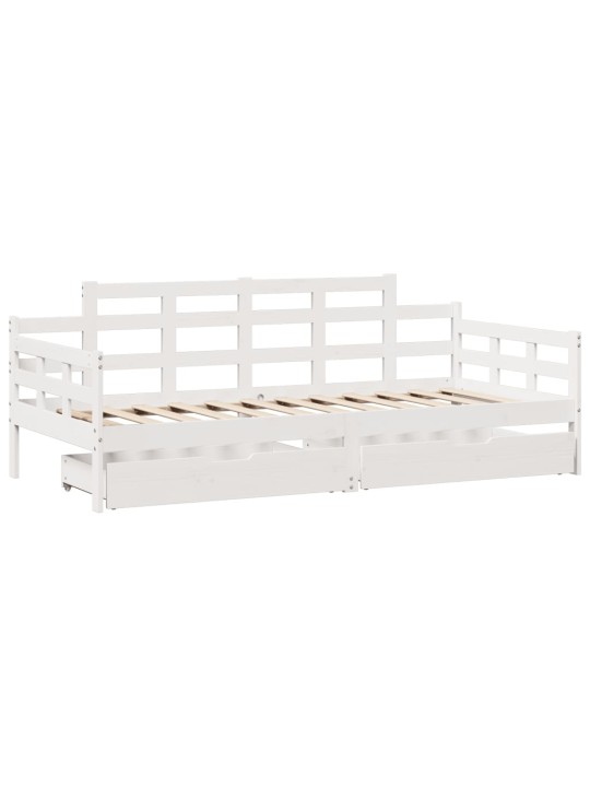 Válenda se zásuvkami bílá 80 x 200 cm masivní borovice