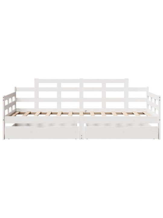 Válenda se zásuvkami bílá 80 x 200 cm masivní borovice