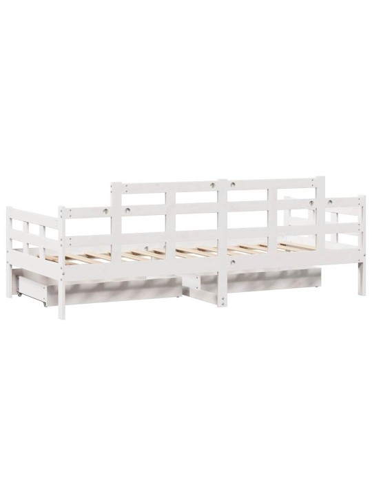 Válenda se zásuvkami bílá 80 x 200 cm masivní borovice